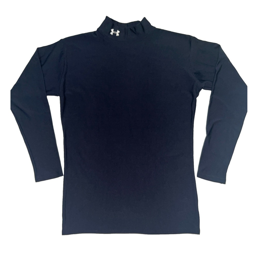 Under Armour Mock Turtleneck Compression Shirt Men's L Black Long Sleeve